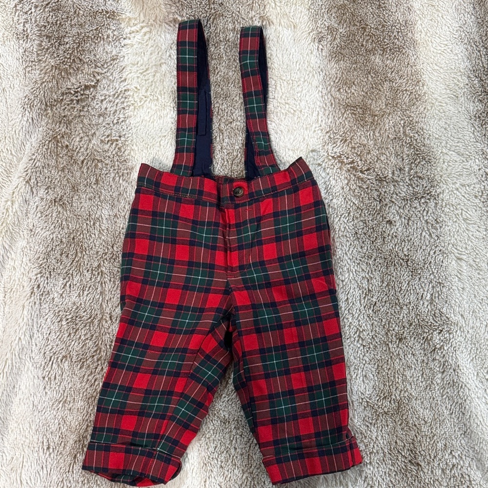 Janie and Jack Plaid Kids Bottoms with Suspenders